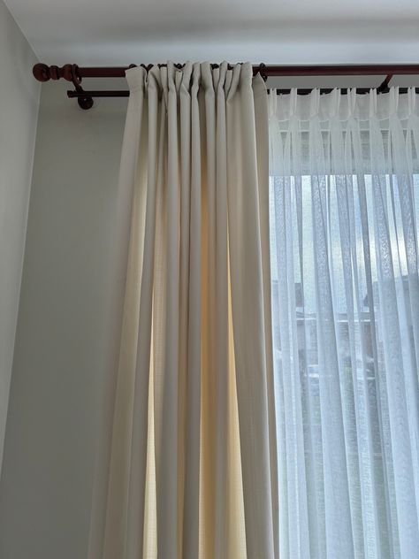 - This curtain helps you to have an elegant look at your home. - It is cotton&polyester mix fabric.  - In the photos the color is number 106.  - The curtain is pleatless and you need to order 2 pieces for 2 panels. - We are sewing a ribbon on top to hang the curtain with hooks or buttons. We can make the curtain rod pocket and as back tab as well.  - Hook & rings & buttons are not included. Cream Color Bedroom, Cream Curtain, Cream Curtains, Curtain For Living Room, Contemporary Living Room Design, Living Room Design Inspiration, Beautiful Curtains, Home Curtains, Colorful Curtains