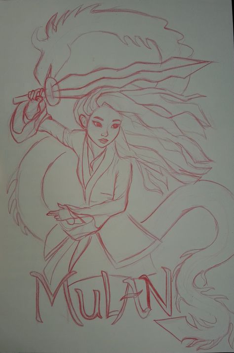 Mulan Pencil Drawing, Mulan Drawings Sketches, Mulan Drawings, Mulan Sketch, Mulan Drawing, Princess Sketches, Markers Drawing Ideas, Disney Drawings Sketches, Disney Art Drawings