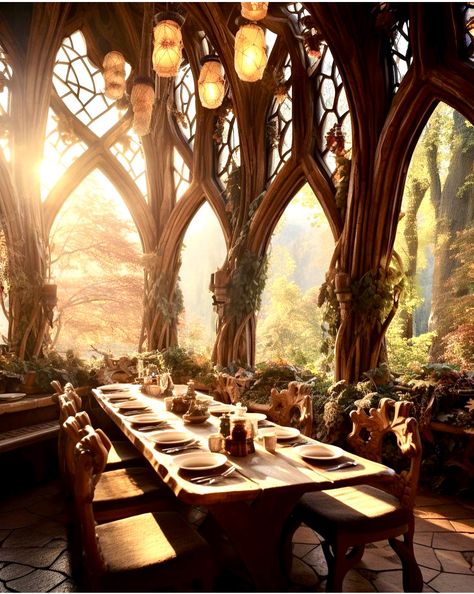 Fantasy Homes Interior, Fantasy Rooms Aesthetic, Elven Castle Interior, Elven Throne Room, Forest Kingdom Aesthetic, Mirkwood Aesthetic, Hobbit House Aesthetic, Fantasy Room Aesthetic, Fantasy Home Interior