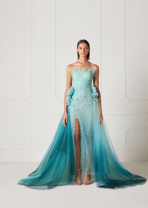 Hamda al Fahim | Spring/Summer 2019 Couture Hamda Al Fahim, Colorful Gown, 2019 Couture, Fashion Reference, Blue Gown, Stunning Gowns, Style Clothes, Luxury Shopping, Style Trends