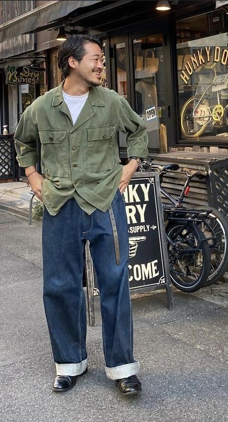 Americana Workwear Men, Mens Workwear Outfit, Mens 60s Outfits, Japanese Grandpa Style, Japanese Workwear Fashion Mens, Mens Fashion Workwear, Japanese Men's Fashion, Workwear Mens Fashion, Americana Style Men