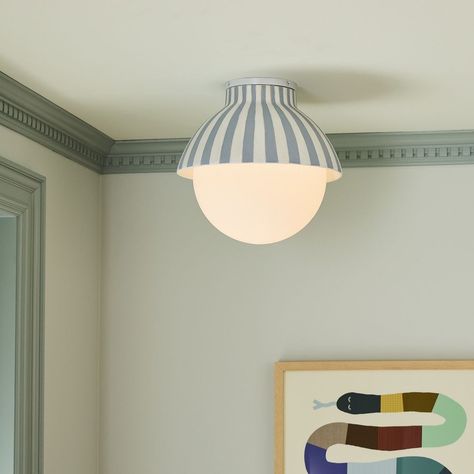 West Elm x PBK Striped Ceramic Flushmount West Elm Lighting, Modern Kids Room Design, West Elm Kids, Nursery Lighting, Modern Kids Room, Semi Flush Lighting, Kitchen Lighting Fixtures, Modern Kids, Linen Duvet Covers