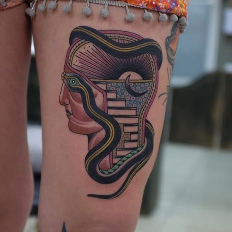 Color Stairs, Pattern Snake, Portrait Color, Surreal Tattoo, Explore Tattoo, Sun Pattern, Book Tattoo, Moon Sun, Minsk