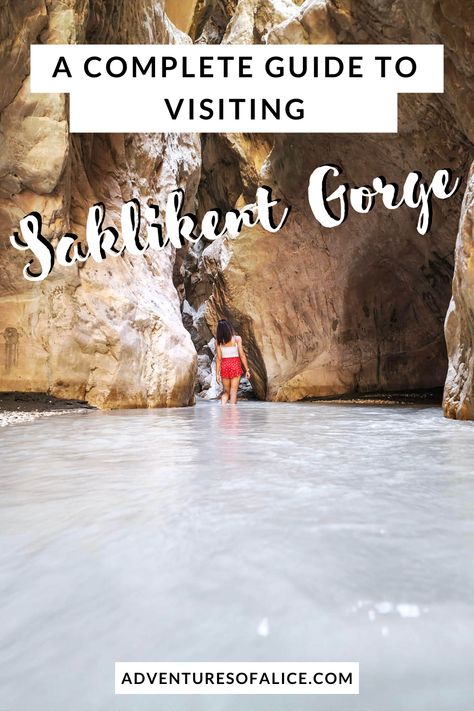 If you want to visit one of the deepest canyons in the world on your next trip to Turkey, here's how to visit Saklikent Gorge, Fethiye. #fethiye #oludeniz #turkey #turkiye #travel #gorge https://www.adventuresofalice.com/saklikent-gorge-turkey/ Saklikent Turkey, Saklikent Gorge, Oludeniz Turkey, Trip To Turkey, Travel Turkey, Small Waterfall, Turkey Travel, Beautiful Places To Visit, Amazing Places