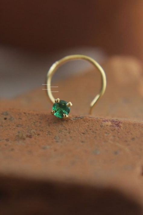 Emerald Nose Pin, Emerald Nose Ring, Emerald Nose Stud, C wire 10k Gold, Decorative Green nose Stud, UncommonJewelsIN, Gift For Mothers Green Nose Stud, Unique Nose Rings, Valentine Gifts Jewelry, Minimalist Diamond Rings, Nose Pin, Ring Emerald, Nose Rings, Nose Ring Stud, Christian Jewelry