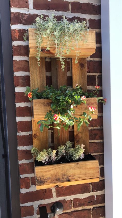 Pallet Wall Decor Outdoor, Pallet Wall Flower Boxes, Pallet Plant Holder, Plant Wall Pallet, Pallet Wall Planters Outdoor, Pallet Projects Planter, Succulent Pallet Wall, Pallet Hanging Planter, Pallet Succulent Planter