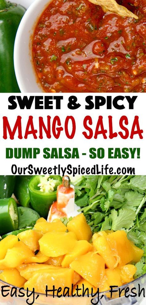 Mango Jalapeno Salsa, Easy Homemade Salsa Recipe, Tacos Chicken, Fresh Mango Salsa, Easy Homemade Salsa, Spicy Dip, Mango Salsa Recipes, Homemade Salsa Recipe, Recipes Family