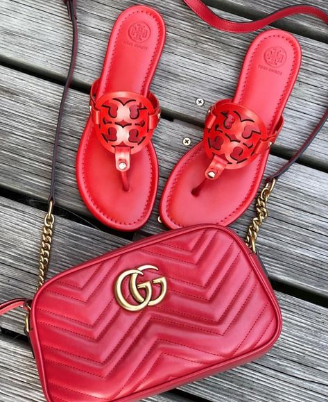 Red Tory Burch Sandals, Tory Burch Sandals, Sandals Outfit, Iphone 2, Tory Burch Miller, Tory Burch Miller Sandal, Fashion Ideas, Tory Burch, Gucci