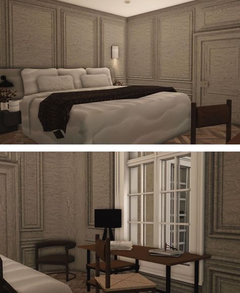 Accent Wall Bloxburg, Bloxburg Parisian Apartment, Beds Bloxburg, Bloxburg New York Apartment, Old Money Bloxburg House, Bloxburg Entrance, Bloxburg Villa, Nyc Bloxburg, Apartment Bloxburg