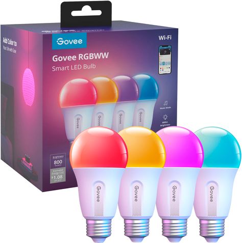 Govee 800LM RGBWW Smart LED Bulb 4pk Multi B6004AC3 - Best Buy Cell Phone Service, Dream Life House, Point Light, Phone Service, Shopping Event, Ev Charger, Saved Items, Best Buy, Price Match