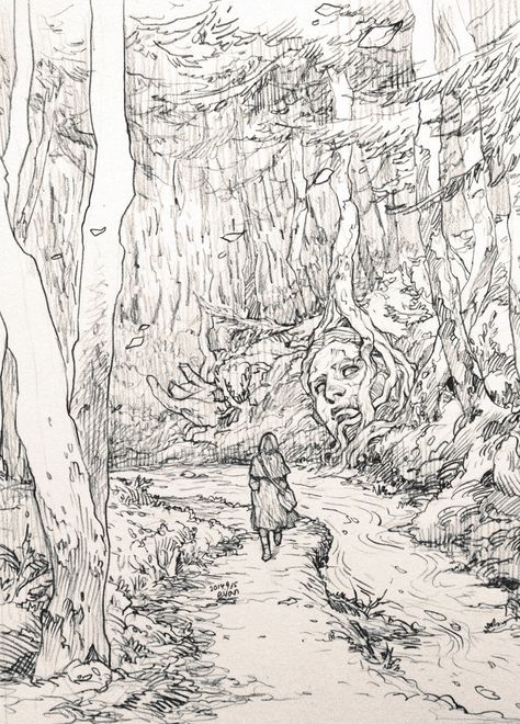 Forest Sketch, Forest Drawing, Perspective Drawing Lessons, Love Ireland, Side Bar, Landscape Sketch, Korea Seoul, Forest Background, Arte Sketchbook