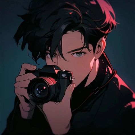 Anime Photographer Guy, Anime With Camera, Pfp For Men, Profile Picture Drawing, Anime Photographer, Man With Camera, Camera Man, Mother Art