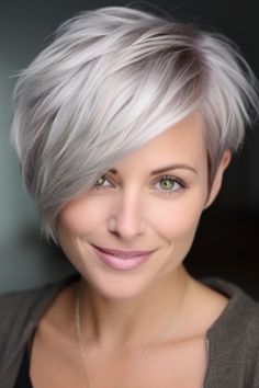 Embrace your hair with confidence by choosing the silver fox long pixie cut. This style is ideal for those with an oval face shape. Click here to check out more cute pixie haircuts trending for 2023. Trending For 2023, Hairstyles Lob, Haircut Shoulder, Longer Pixie, Haircut Layered, Long Pixie Cut, Haircuts Trending, Haircut Bob, Cute Pixie Haircuts