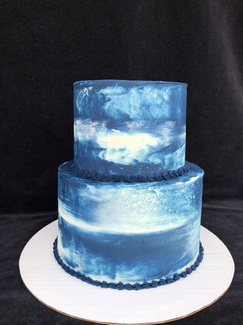 Blue And Purple Marble Cake, Blue 30th Birthday Cake, Blue And Black Cake, 2 Layer Cake Birthday Design, Blue Marble Cake, Grandpa Birthday Cake, Blue Ombre Cake, Blue And White Cake, Marbled Cake