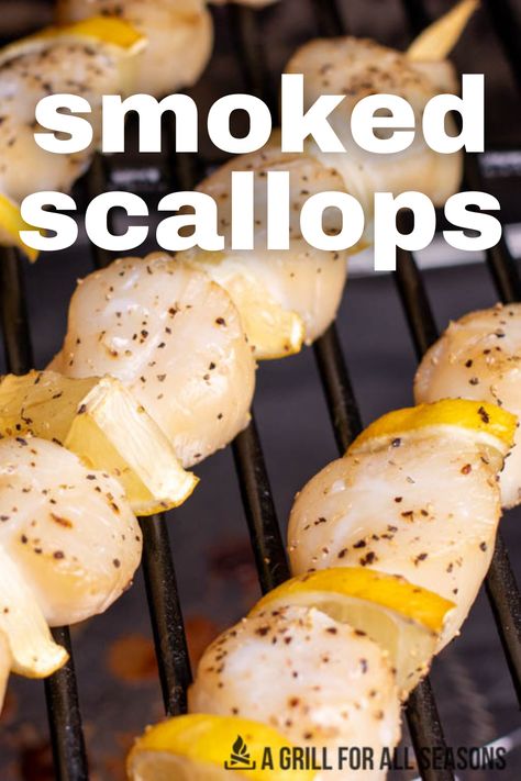 Smoked Scallops, Easy Scallop Recipes, Smoked Baked Potatoes, Bbq Smoker Recipes, Smoked Shrimp, Fresh Scallops, Smoked Oysters, Grilled Scallops, Dried Scallops