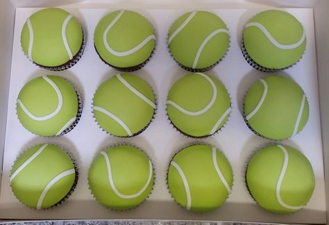 Tennis Ball Cupcakes                                                       … Tennis Cupcakes, Ball Cupcakes, Tennis Crafts, Tennis Cake, Tennis Birthday, Funfetti Cupcakes, Tennis Party, Mom Party, Tennis Tournaments