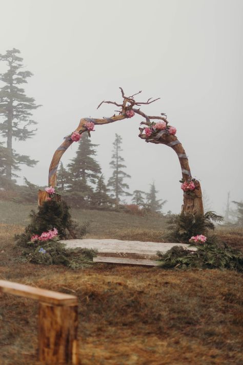 Driftwood Arch Wedding, Driftwood Wedding Arch, Driftwood Wedding Arches, Driftwood Arch, Driftwood Wedding, Wooden Wedding Arches, Wedding Sides, Alaska Mountains, Diy Driftwood