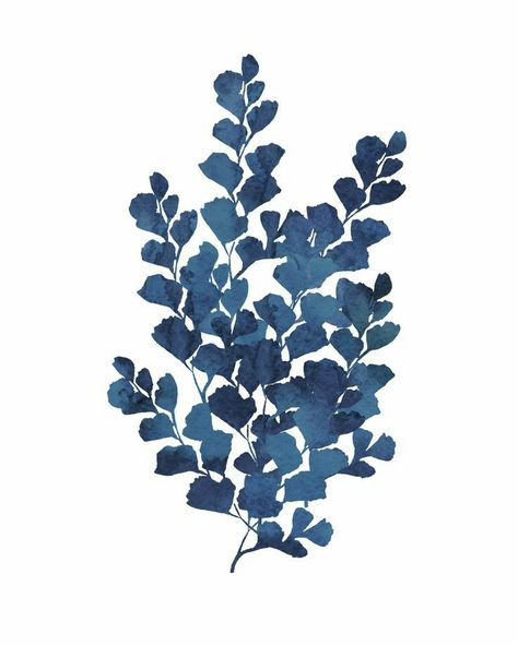 Foliage Painting, Fern Prints, Blue Eucalyptus, Maidenhair Fern, Blue Fern, Painting Home, Ink Blue, Plant Art, Leaf Art