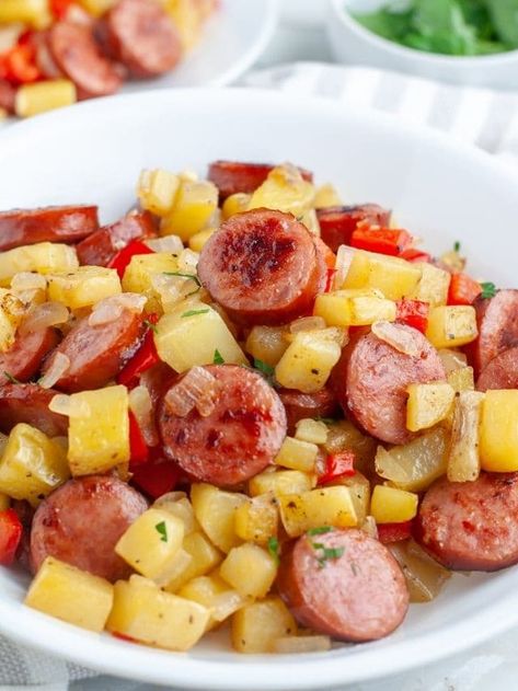 Easy Kielbasa Recipes, Kielbasa Sausage Recipes, Easy Sausage Recipes, Polska Kielbasa, Kielbasa And Potatoes, Slow Cooker Kielbasa, Easy Skillet Dinner, Onion Casserole, Canned Potatoes