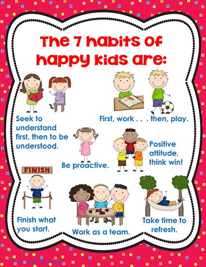 7 Habits Poster 7 Habits Posters, 7 Habits Of Happy Kids, Good Habits For Kids, Healthy Habits For Kids, Health Chart, New Year Resolution, Seven Habits, Education Positive, Leader In Me