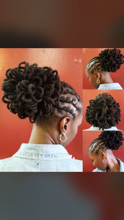 Loc Pedal Styles, Loc Pedals, Loc Petals Hairstyles, Short Dreadlocks, Dreadlocks Styles, Short Dreadlocks Styles, Dread Head, Locs Styles, Natural Hair Stylists