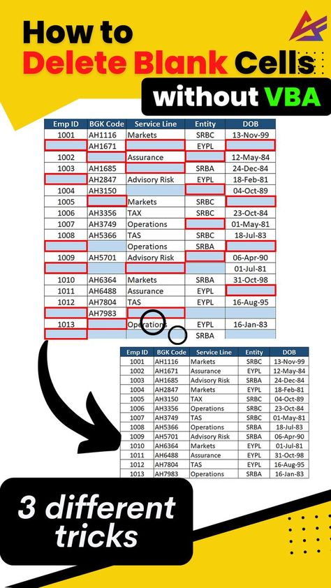 Learn 3 different tricks on how to delete blank cells and clean data in excel without VBA. Learn how to do data cleaning in Excel quickly without VBA which can save a lot of time in excel. Learn how you can delete the blank cells by using excel 365 formulas and without formulas. 🔥🔥🔥🔥🔥 What you will learn in this video: ✔️ How to use the excel filter function ✔️ Office 365 formulas #mdatafinnovatics #datacleaning #excel365 #howtodeleteblankrowsinexcel Office 365, Ms Office, Business Education, How To Use, Filter, Coding, Education, Marketing