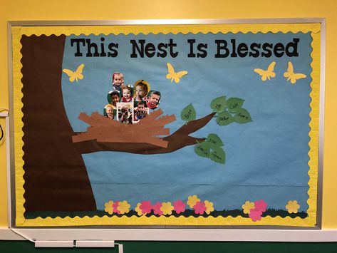 Welcome To Our Nest Bulletin Board, Bird Bulletin Boards, Infant Room, Teacher Boards, Bird Theme, Preschool Ideas, School Board, Spring Is Here, Bluebird