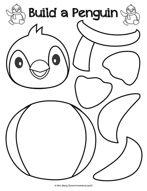 Build A Penguin, Penguin Crafts Preschool, Penguins Project, Penguin Activities, Penguin Crafts, January Crafts, Penguin Craft, Free Printable Crafts, Christmas Arts And Crafts