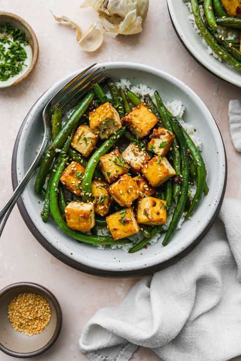 Tofu Green Beans, Green Bean Stir Fry, Bean Stir Fry, Homemade Frozen Yogurt, Meatless Dinners, Veggie Dinners, Ginger Green Beans, Vegan Baked, Cooking Green Beans