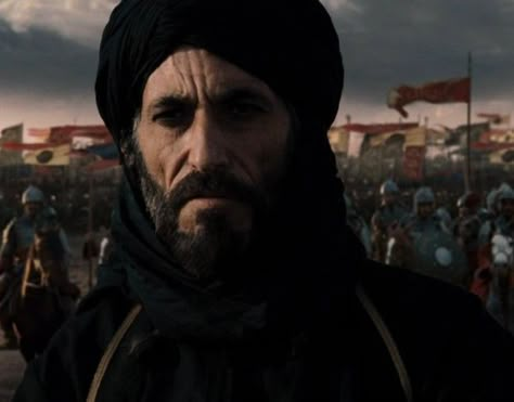 Ghassan Massoud as the Muslim Sultan of Damascus, Saladin, in 2005's "Kingdom of Heaven" Kingdom Of Heaven Movie, 2005 Aesthetic, Salahuddin Ayyubi, Heaven Movie, Balduino Iv, King Baldwin Iv, King Baldwin, Epic Film, Black God