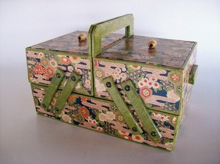 VINTAGE PAPER COVERED BOX Wooden Sewing Box Upcycle, Sewing Box Upcycle, Box Upcycle, Upcycled Sewing, Wooden Sewing Box, Box Project, Vintage Writing, Upcycle Sewing, Sewing Baskets