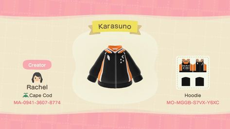 Animal Crossing Design Codes Anime, Acnh Anime Outfit, Acnh Haikyuu, Animal Crossing Anime Outfits, Codes Acnh, Nintendo Switch Animal Crossing, Japanese Town, Acnh Clothes, Animal Crossing 3ds