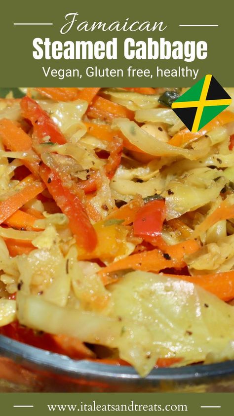 Vegan Green Cabbage Recipes, Low Carb Jamaican Recipes, Cabbage Jamaican Style, Vegan Caribbean Food Recipes, Jamaican Cabbage Recipe Jamaica, Caribbean Cabbage Recipes, Healthy Jamaican Recipes, Jamaican Cabbage And Carrots, Authentic Jamaican Cabbage Recipe