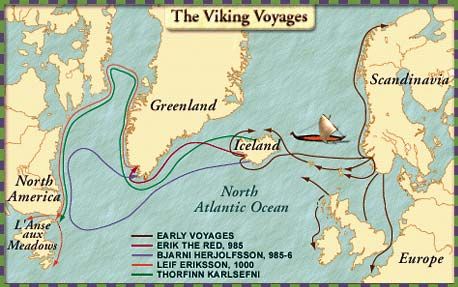 Viking explorers of the 10th and early 11th century. Popular history credits Eric the Red with the discovery of Greenland after leaving Iceland, around 982. Leif Erikson, Erik The Red, Human Geography, Viking History, Norse Vikings, Viking Age, Historical Maps, Tumblr Funny, Scandinavia