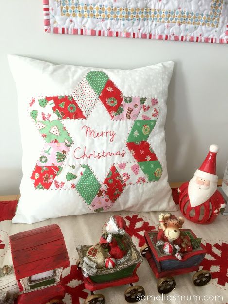 Star For Christmas, Christmas Patchwork, Sewing Cushions, Christmas Quilt Patterns, Christmas Cushion, Sewing Pillows, Christmas Cushions, Christmas Pillows, Family Food