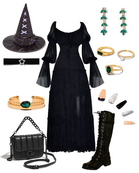 Even if you can’t wear a full costume, there are many ways to get witchy with it. Like wearing a spellbinding witch hat! If you want to go all out, add a sparkly black tutu and carry a broom with you for the ultimate look. Casual Witch Costume, Witches Dress, Perfect Halloween Costume, Black Fishnet Tights, Witch Accessories, Black Witch Hat, Lace Choker Necklace, Black Tutu, Witch Dress