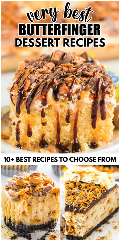 Butterfinger Desserts, Butterfinger Dessert Recipes, Butterfinger Dessert, Butterfinger Recipes, Butter Finger Dessert, Butterfinger Cheesecake, Butterfinger Cake, Finger Desserts, Caramel Treats