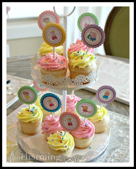 A (Mostly) DIY Peppa Pig Party – Often Charming Peppa Pig Cupcakes, Peppa Pig Birthday Party Decorations, Peppa Pig Decorations, Peppa Party, Pig Cupcakes, Pig Birthday Party, Peppa Pig Birthday Party, Pepa Pig, Pig Cake