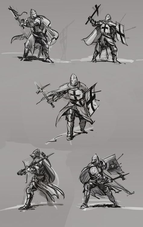 Knight Stance Reference, Teutonic Knights Art, Knight Poses Drawing Reference, Knight Poses Drawing, Medieval Knight Illustration, Knight Comic Art, Knight Pose, Knight Poses, Knight Sketch