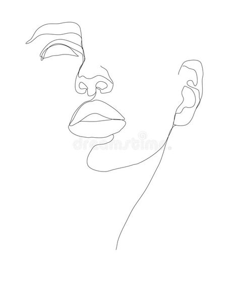 Linear Face Drawing, Tattoo Of Faces Woman, Single Line Portrait Tattoo, Line Art For Men, One Line Tattoo Face, Line Art Portrait Faces, Line Art Tattoo Woman Face, Womans Face Tattoo Design, Outline Face Tattoo