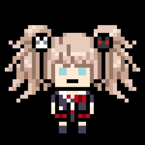 Danganronpa Pixel Sprites, Junko Enoshima Sprites, Pixel Sprites, Danganronpa Junko, Junko Enoshima, Widget Ideas, Perler Beads, Danganronpa, Mario Characters