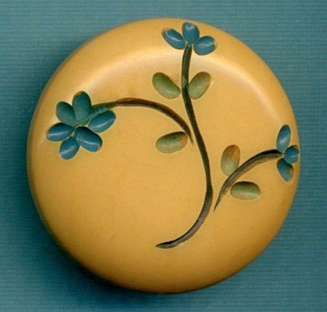 Large Vintage Bakelite Button | Carved with Painted Flowers Button Jar, Bakelite Buttons, Cream Corn, Button Collecting, Button Creations, 11 February, Buttons For Sale, Bakelite Jewelry, Creamed Corn