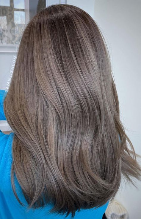 Milk Tea Brown Hair Color Asian, Ash Mocha Brown Hair, Ash Milk Tea Hair Color Balayage, Mousey Brown Hair, Tea Hair Color, Milk Tea Hair Color, Mocha Brown Hair, Ashy Hair, Hair Color Asian