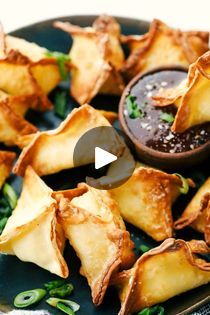 3.5K views · 19 reactions | Air Fryer Cream Cheese Wontons | Air Fryer Cream Cheese Wontons are creamy and smooth inside and crispy golden outside.

https://therecipecritic.com/air-fryer-cream-cheese-wontons/ | By The Recipe Critic | Facebook Fried Wonton, Cheese Puffs Recipe, Creamy Dipping Sauce, Crab Rangoons, Crab Rangoon Recipe, Vegan Crab, Cream Cheese Wontons, Crab Rangoon, Appetizer Dishes