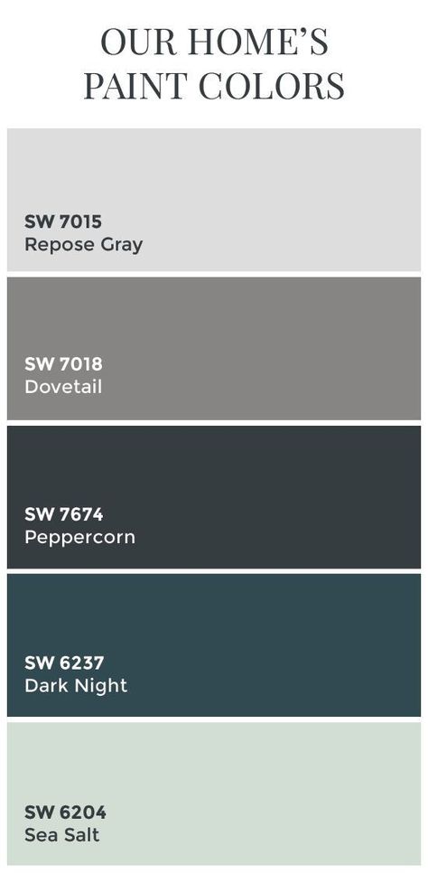 1000+ ideas about Dark Gray Paint on Pinterest | Gray paint, Gray paint colors and Grey bedroom colors repose gray Dovetail Sherwin Williams, Rumah Teres, Sea Salt Sherwin Williams, Repose Gray, Christmas Bathroom, House Color Schemes, Sherwin Williams Paint Colors, Casa Exterior, Interior Paint Colors