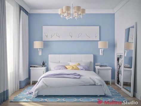 Bedroom Wall Colour Combination, Room Color Ideas Bedroom, Beautiful Bedroom Colors, Blue Bedroom Walls, Wall Color Combination, Bedroom Color Combination, Modern Bedroom Interior, Bedroom Wallpaper, Bedroom Wall Colors