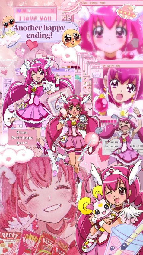 Glitter Lucky!!! #GlitterLucky #Glitterforce #cute #kawaii #pink #vibe Glitter Force Wallpaper Aesthetic, Glitter Force Poster, Glitter Lucky Pfp, Glitter Force Wallpaper, Glitter Force Characters, Glitter Lucky, Character Collage, Pink Vibe, Pretty Wallpaper Ipad