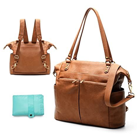 Amazon.com : Diaper Bag Tote Mominside Leather Diaper Bag Backpack with 14 Pockets for Mom Dad, Baby Registry Search, Large Travel Baby Bag for Boys Girls with 4 Insulated Pockets, Changing Station-Brown : Baby Leather Diaper Bag Backpack, Leather Diaper Bag, Diaper Bag Organization, Best Diaper Bag, Stroller Straps, Diaper Bag Tote, Baby Diaper Bags, Hospital Bag, Diaper Bag Backpack