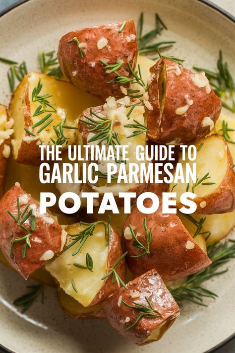 Delicious garlic parmesan potatoes recipe. Perfect side dish for any meal. Easy to make and full of flavor. Shaved Parmesan Recipes, Parmesan Potato Recipe, Thanksgiving Soups, Mexican Pasta, Garlic Parmesan Potatoes, Shaved Parmesan, Peanut Butter Balls Recipe, Thanksgiving Breakfast, Caramel Crunch