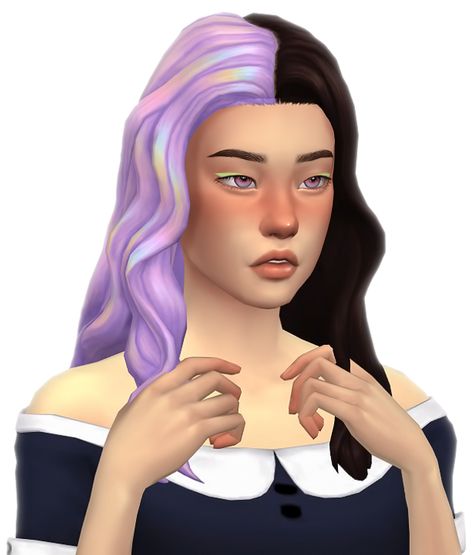 Holo! | Simandy on Patreon Sims 4 Half And Half Hair, Sims 4 Split Hair, Half Colored Hair, Two Color Hair, Mods Sims 4, Half And Half Hair, Split Dye, Cc Shopping, Sims 4 Challenges